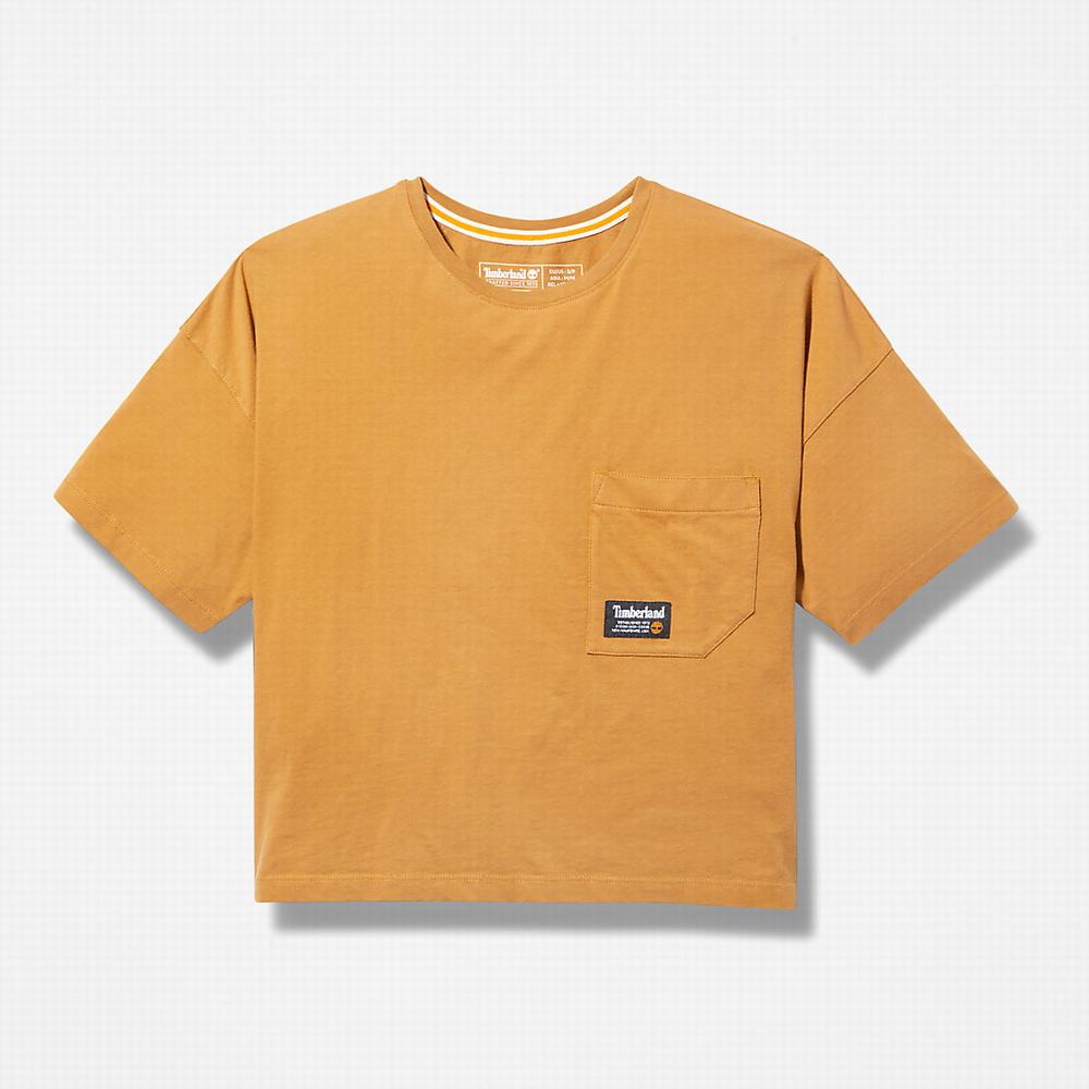 Timberland Progressive Utility Pocket Tişört Kadın Koyu Sarı | TR-3964T