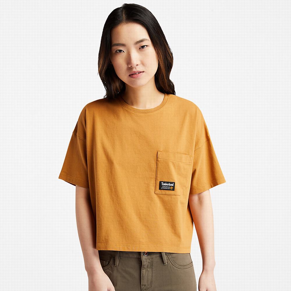 Timberland Progressive Utility Pocket Tişört Kadın Koyu Sarı | TR-3964T