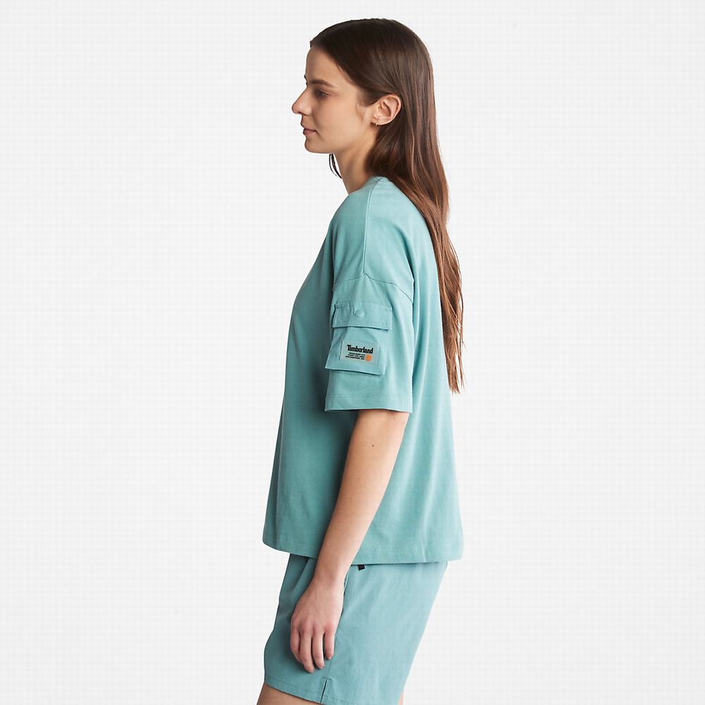Timberland Progressive Utility Pocket Tişört Kadın Turkuaz | TR-9675H