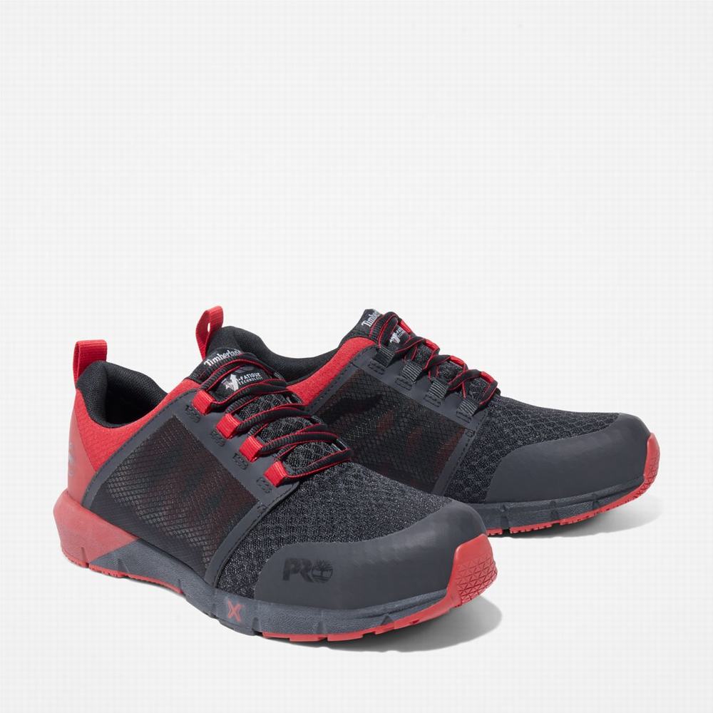 Timberland Radius Composite Burunlu İş Sneaker İş Ayakkabısı Erkek Siyah Kırmızı | TR-0365B