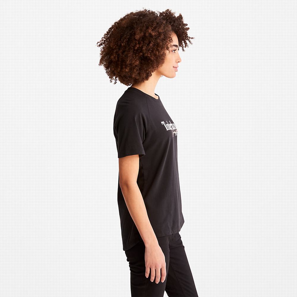 Timberland Raglan-sleeve Logo Tişört Kadın Siyah | TR-3206Y