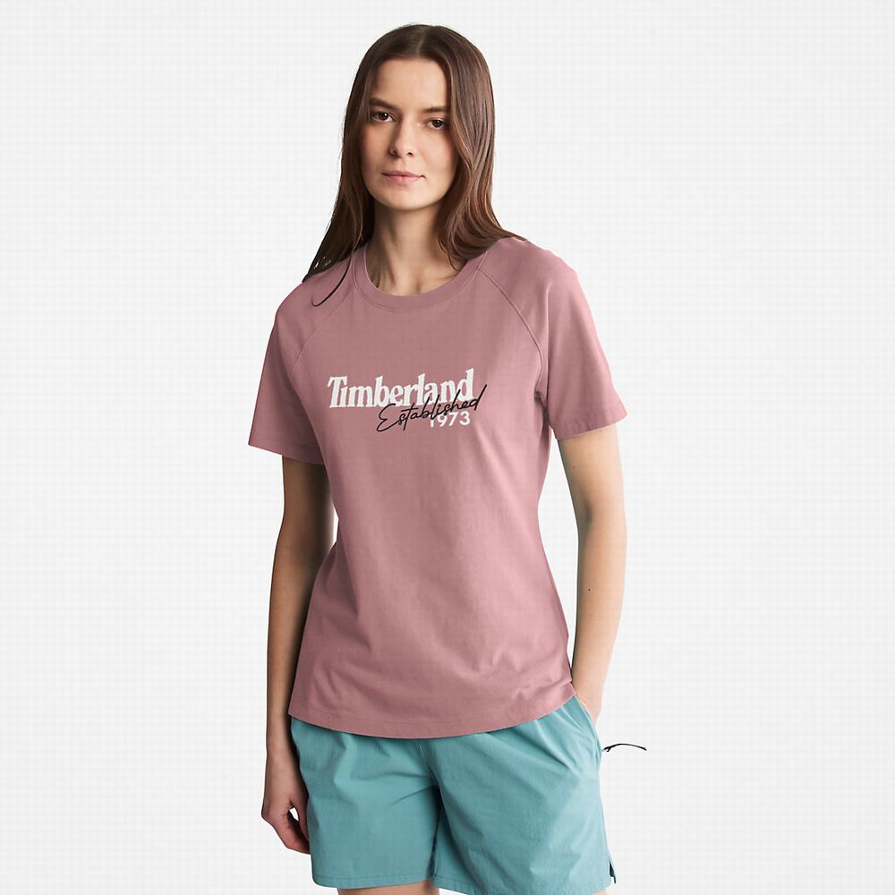 Timberland Raglan-sleeve Logo Tişört Kadın Pembe | TR-5039U