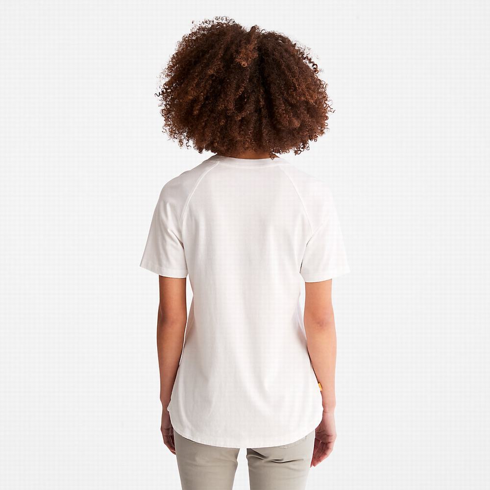 Timberland Raglan-sleeve Logo Tişört Kadın Beyaz | TR-9547T