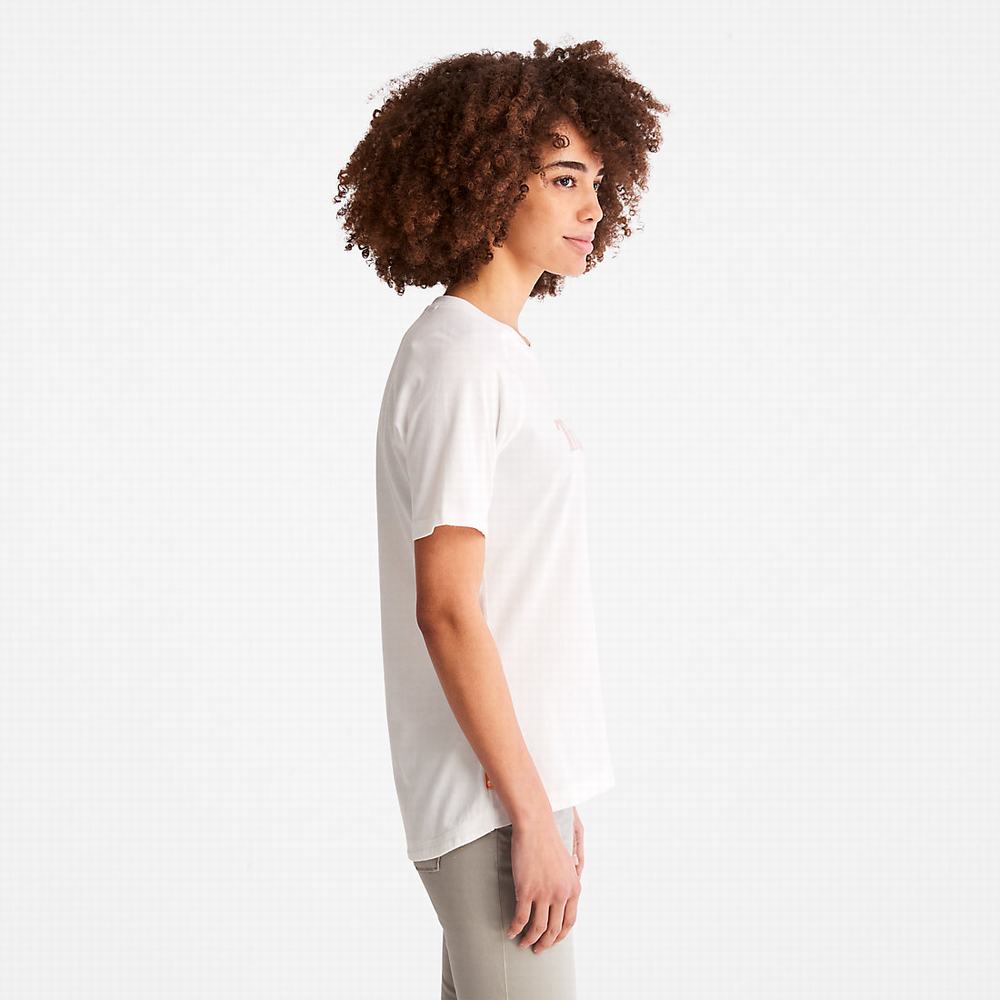 Timberland Raglan-sleeve Logo Tişört Kadın Beyaz | TR-9547T