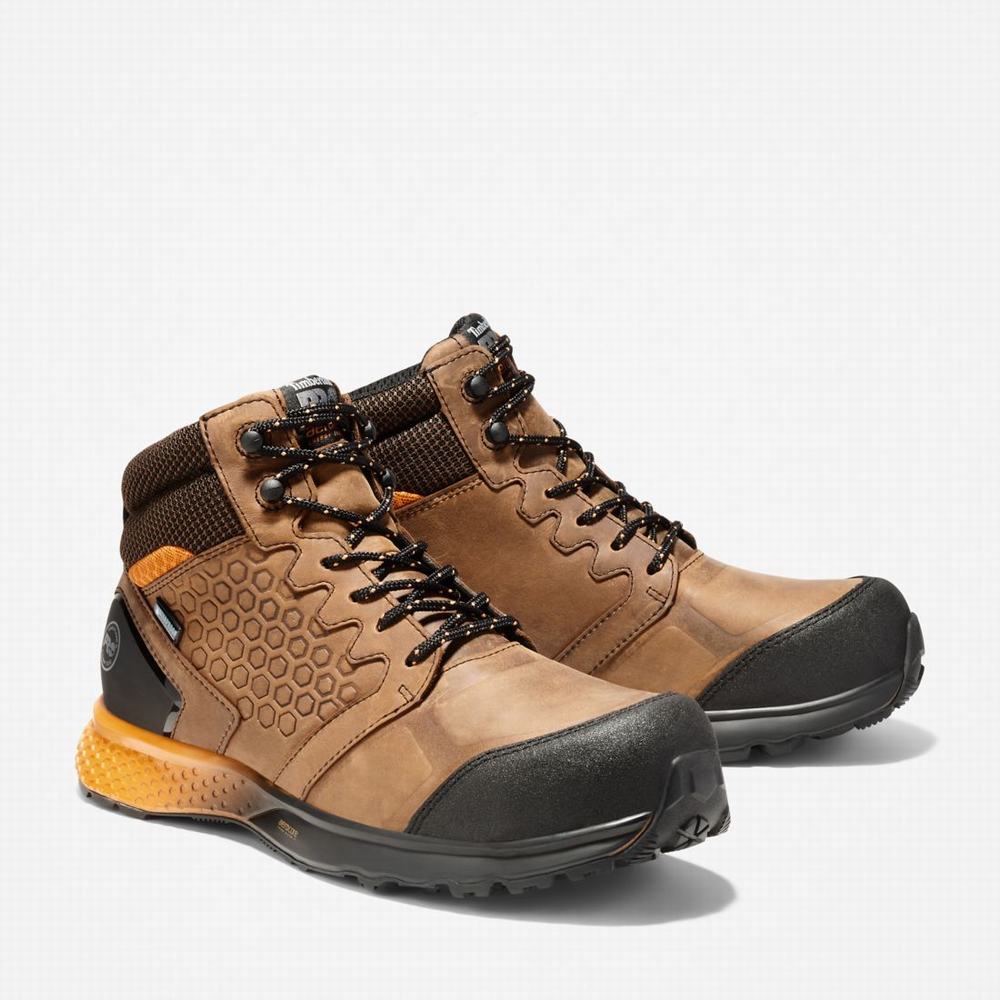 Timberland Reaxion Composite Burunlu Waterproof İş Sneaker Iş Botu Erkek Kahverengi Turuncu | TR-3789M