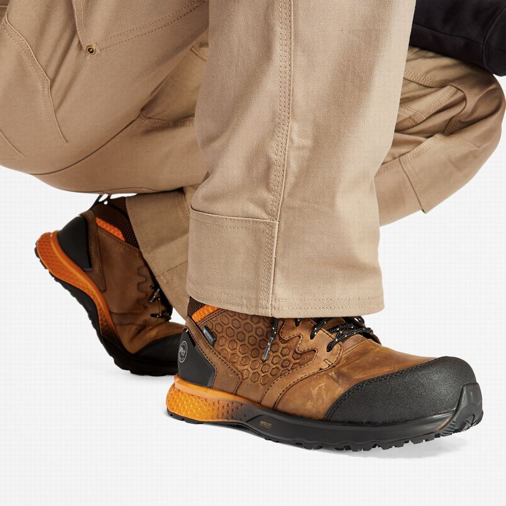 Timberland Reaxion Composite Burunlu Waterproof İş Sneaker Iş Botu Erkek Kahverengi Turuncu | TR-3789M