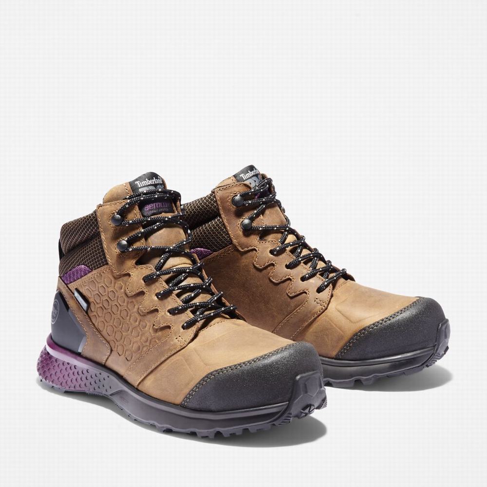 Timberland Reaxion Composite Burunlu Waterproof İş Sneaker Iş Botu Kadın Kahverengi Mor | TR-8129X
