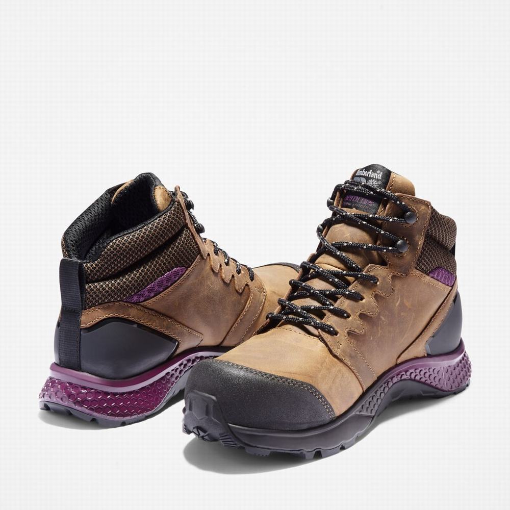 Timberland Reaxion Composite Burunlu Waterproof İş Sneaker Iş Botu Kadın Kahverengi Mor | TR-8129X