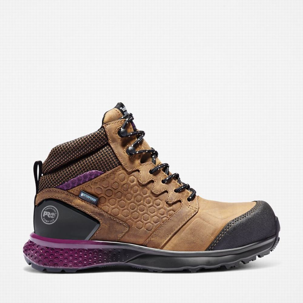 Timberland Reaxion Composite Burunlu Waterproof İş Sneaker Iş Botu Kadın Kahverengi Mor | TR-8129X