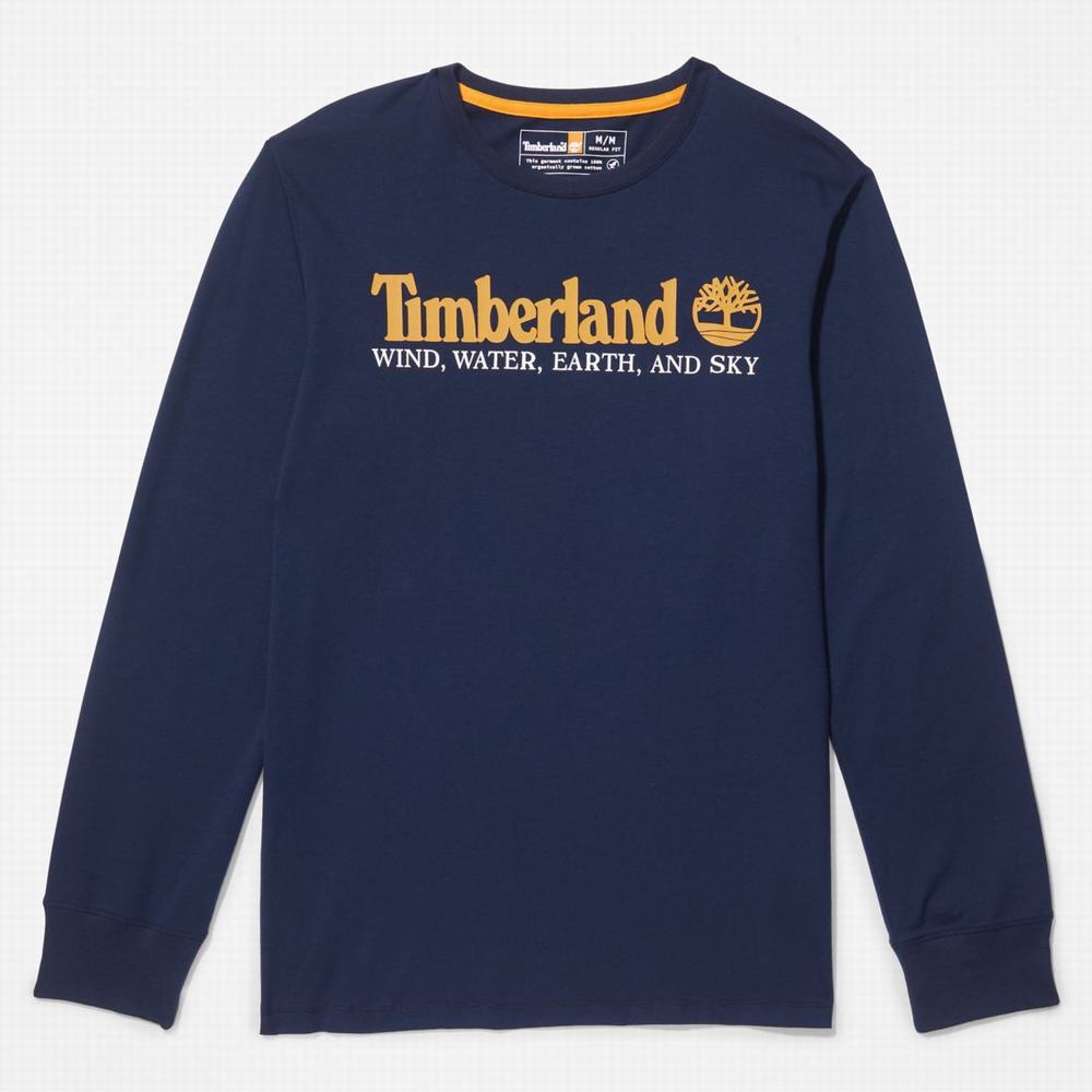 Timberland Rüzgâr, Su, Earth and Sky Long-Sleeve Tişört Erkek Lacivert | TR-4732R