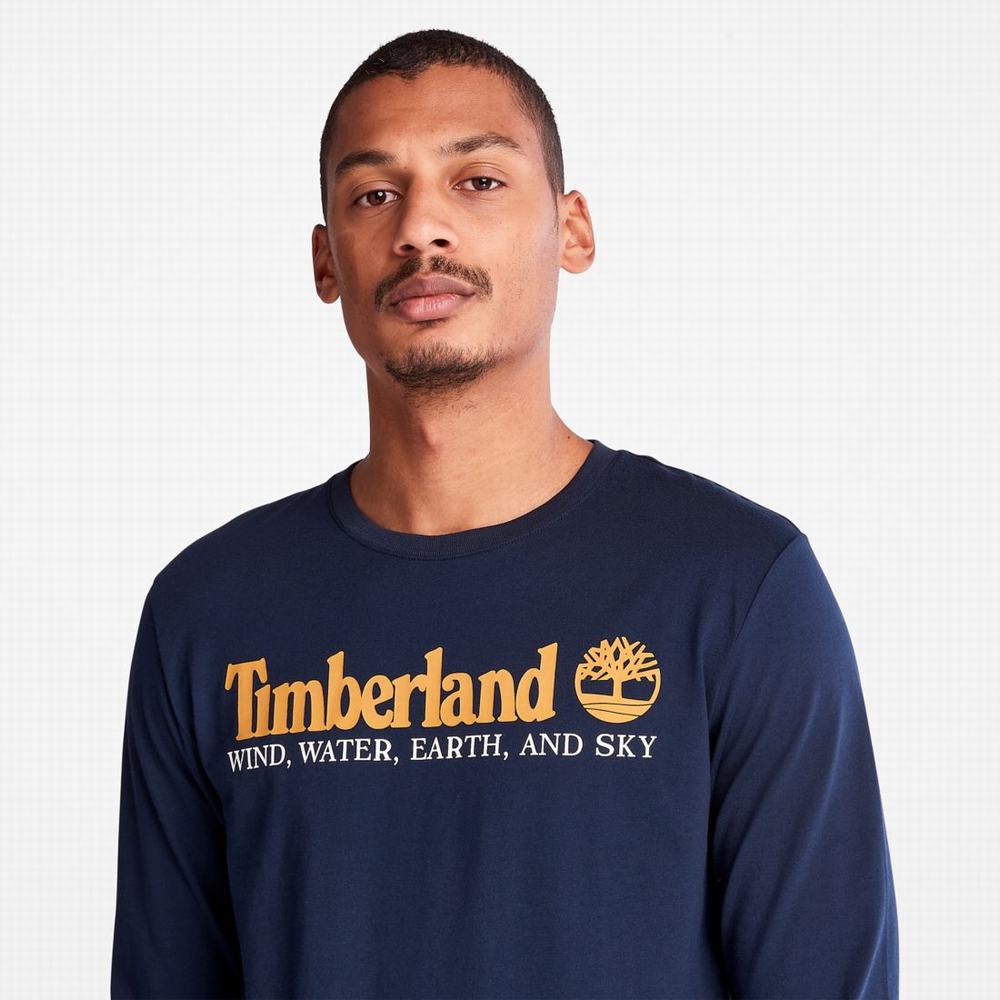 Timberland Rüzgâr, Su, Earth and Sky Long-Sleeve Tişört Erkek Lacivert | TR-4732R