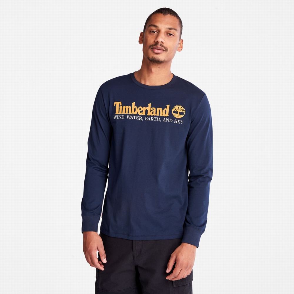 Timberland Rüzgâr, Su, Earth and Sky Long-Sleeve Tişört Erkek Lacivert | TR-4732R