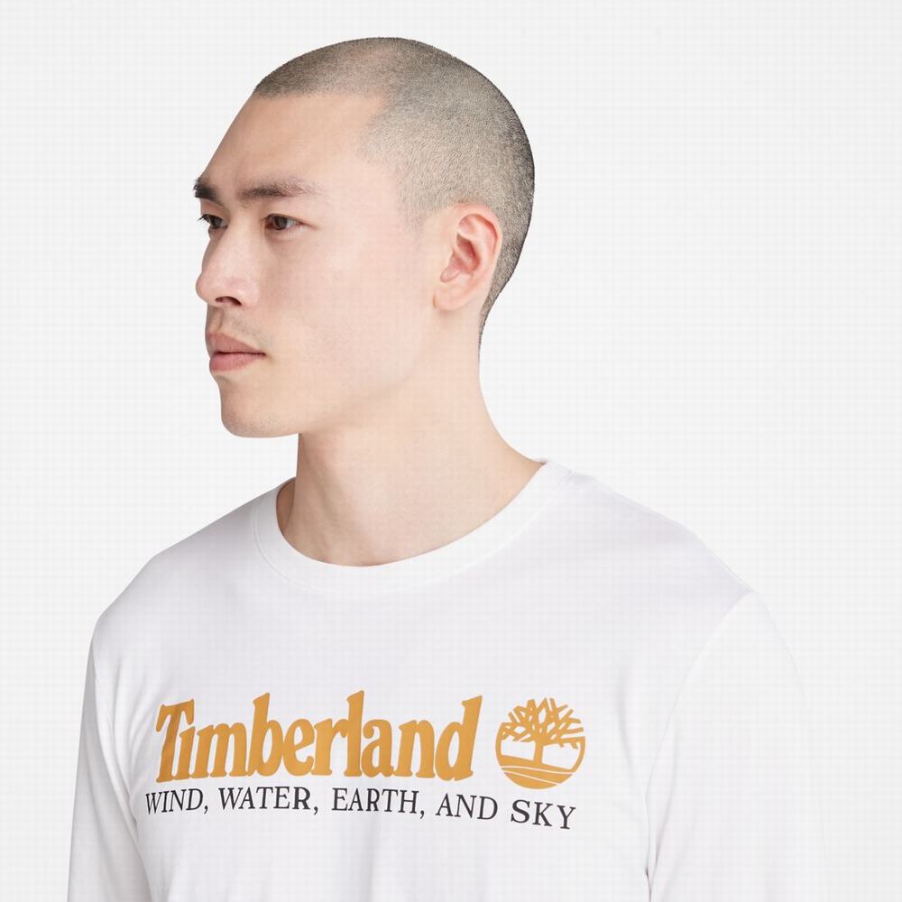 Timberland Rüzgâr, Su, Earth and Sky Long-Sleeve Tişört Erkek Beyaz | TR-9012W
