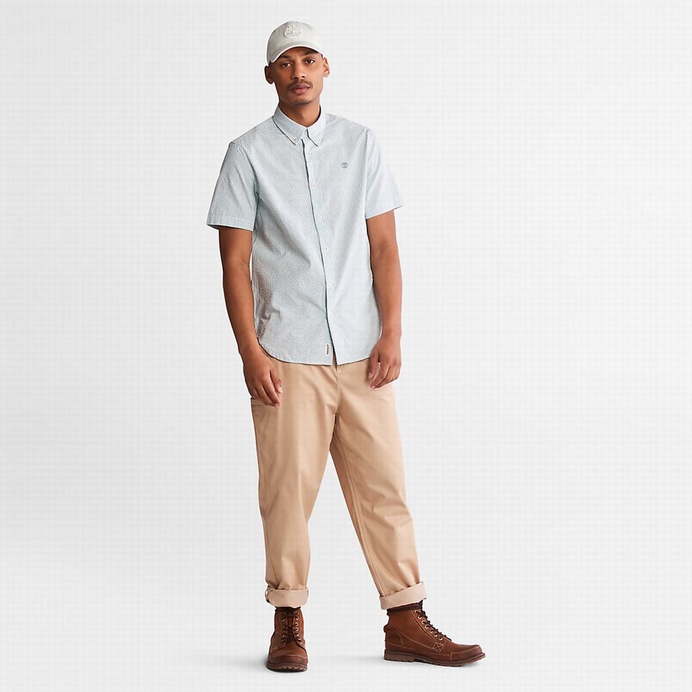 Timberland SS Seersucker Gömlek Erkek Turkuaz | TR-4029F