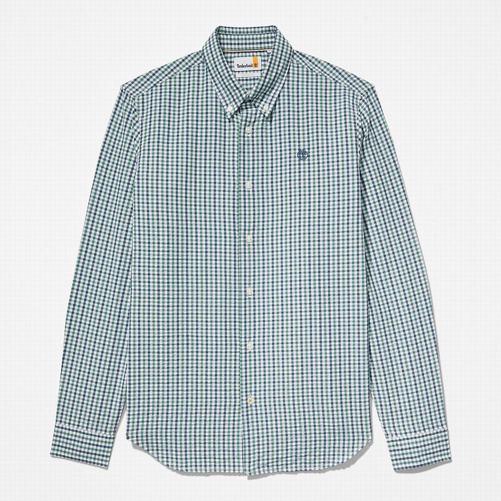 Timberland Seersucker Gingham Gömlek Erkek Turkuaz | TR-4027R