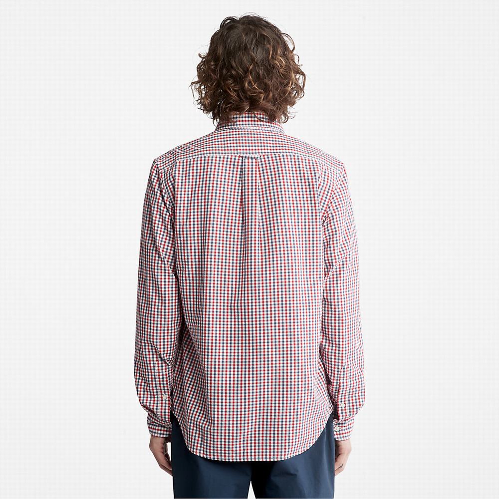 Timberland Seersucker Gingham Gömlek Erkek Koyu Mavi | TR-7896Q
