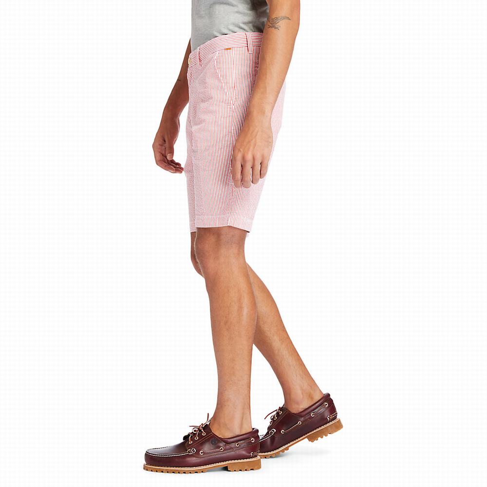 Timberland Seersucker Şort Erkek Kırmızı | TR-6971Y