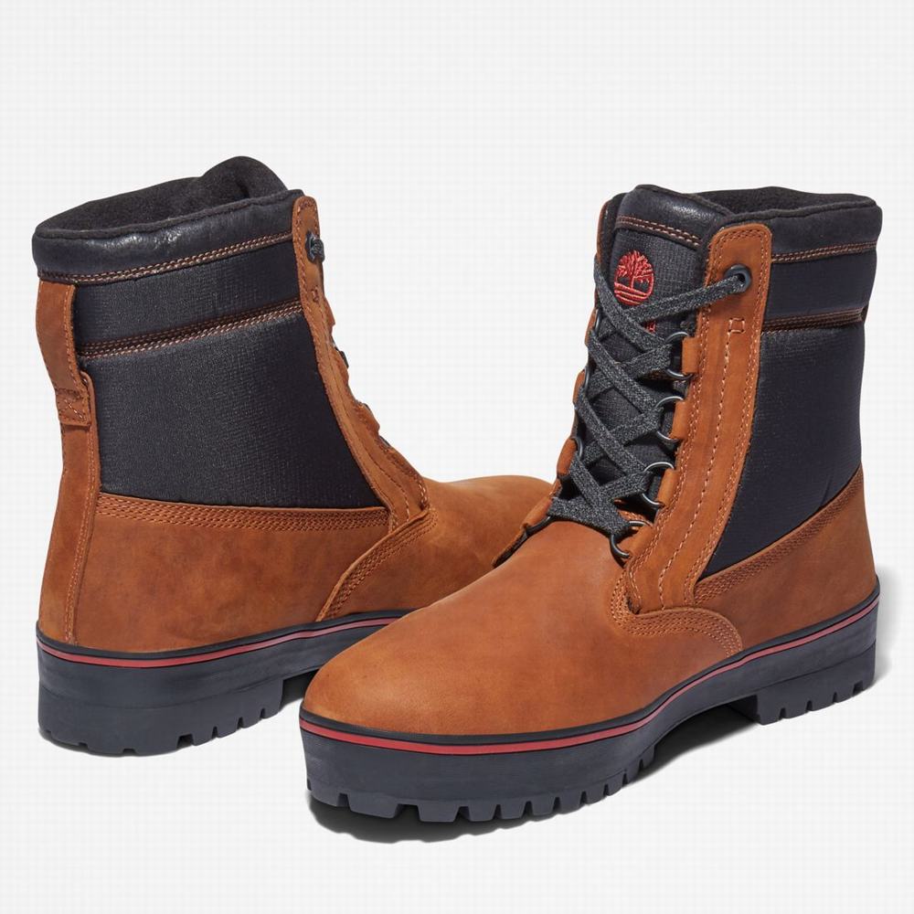 Timberland Spruce Mountain Waterproof Warm-Astar Kışlık Bot Erkek Koyu Kahverengi Siyah | TR-6379F
