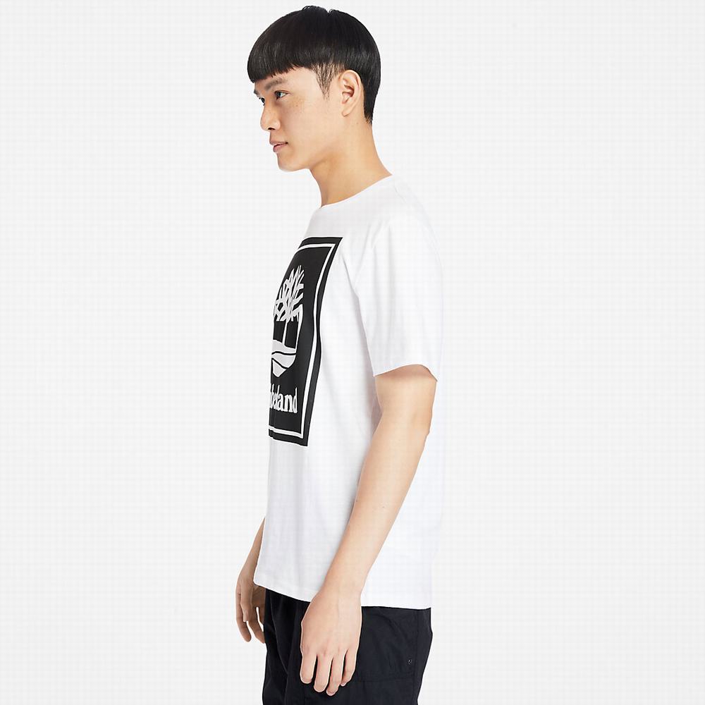 Timberland Stack Logo Tişört Erkek Beyaz | TR-0234X