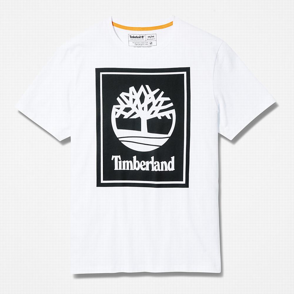 Timberland Stack Logo Tişört Erkek Beyaz | TR-0234X