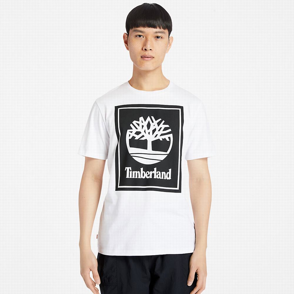 Timberland Stack Logo Tişört Erkek Beyaz | TR-0234X