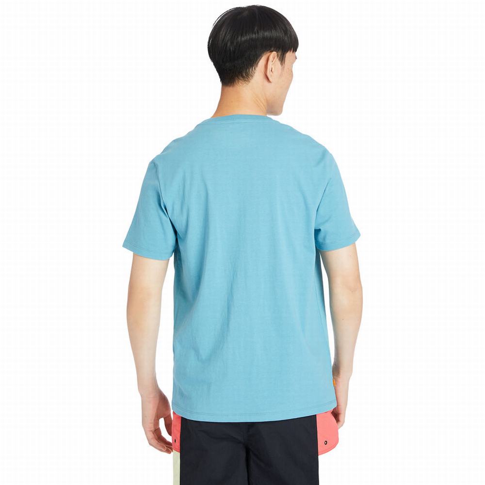 Timberland Stack Logo Tişört Erkek Turkuaz | TR-0562F