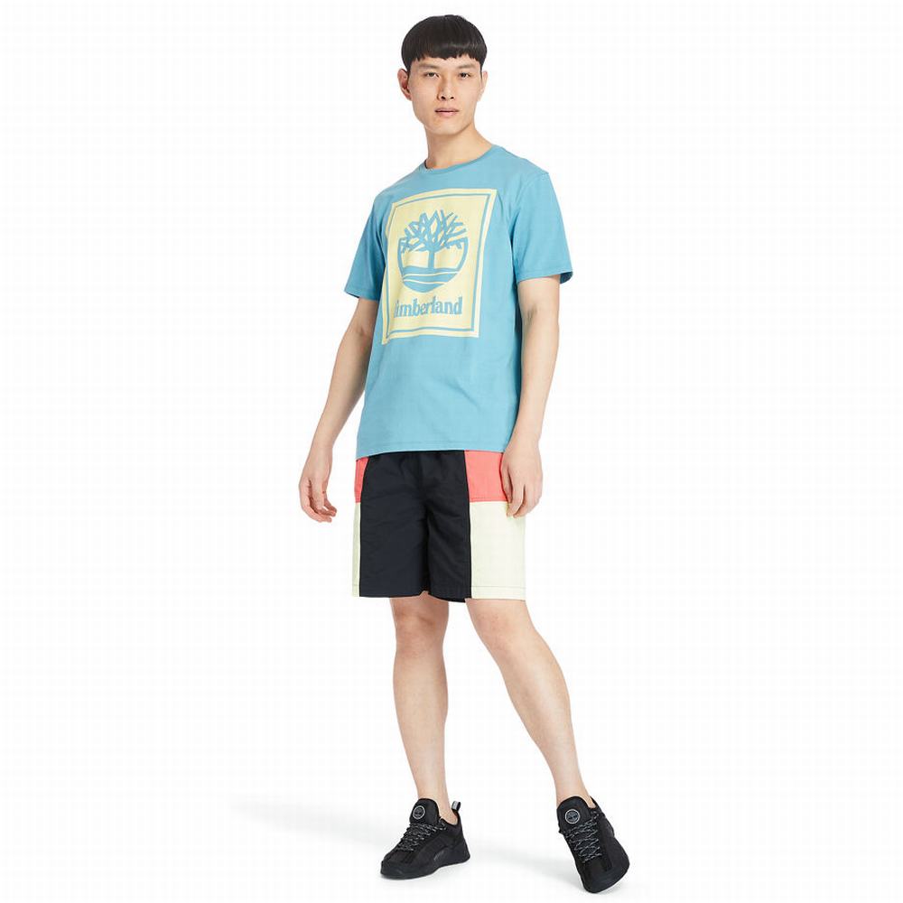 Timberland Stack Logo Tişört Erkek Turkuaz | TR-0562F