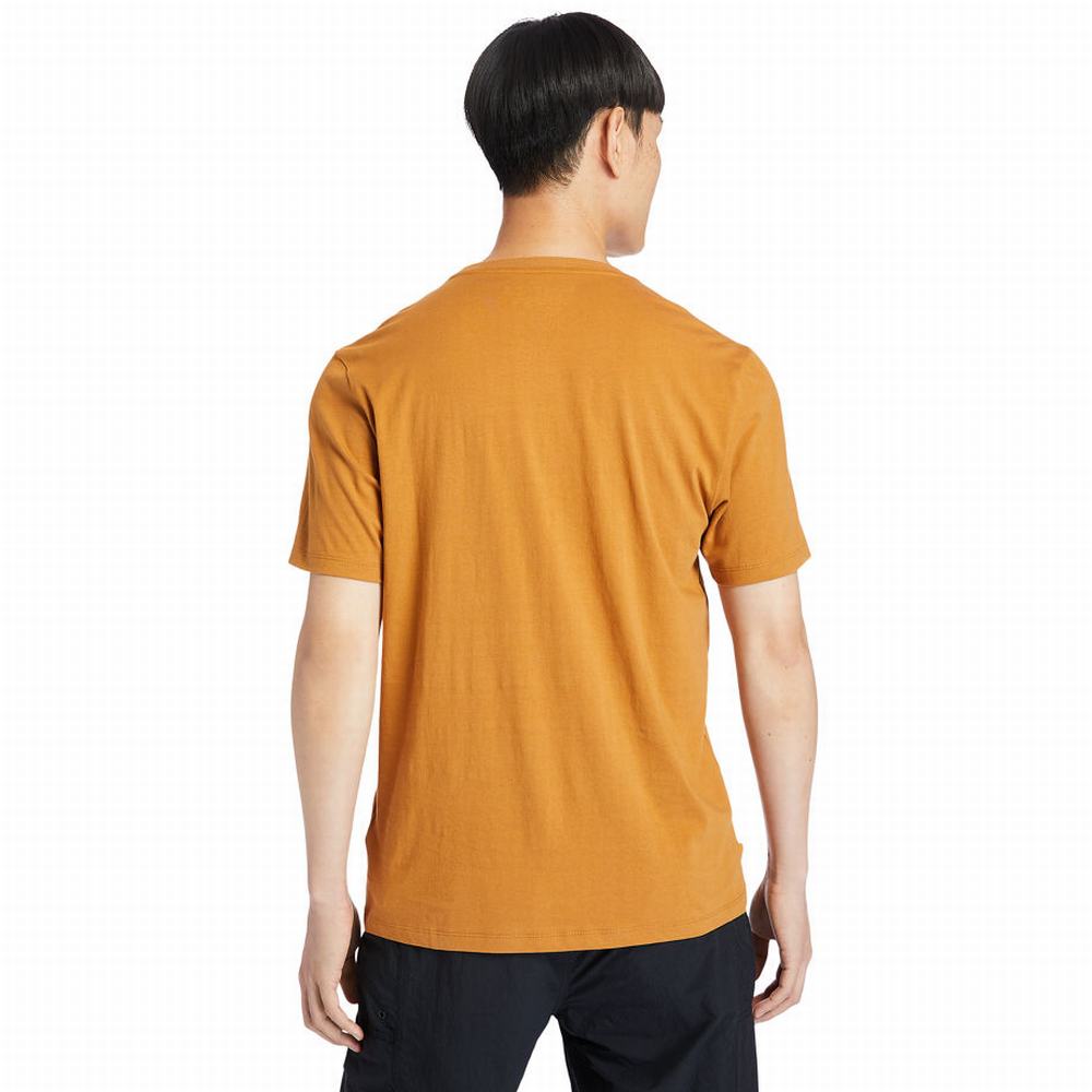 Timberland Stack Logo Tişört Erkek Turuncu Beyaz | TR-2891G