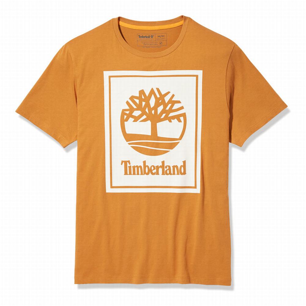 Timberland Stack Logo Tişört Erkek Turuncu Beyaz | TR-2891G