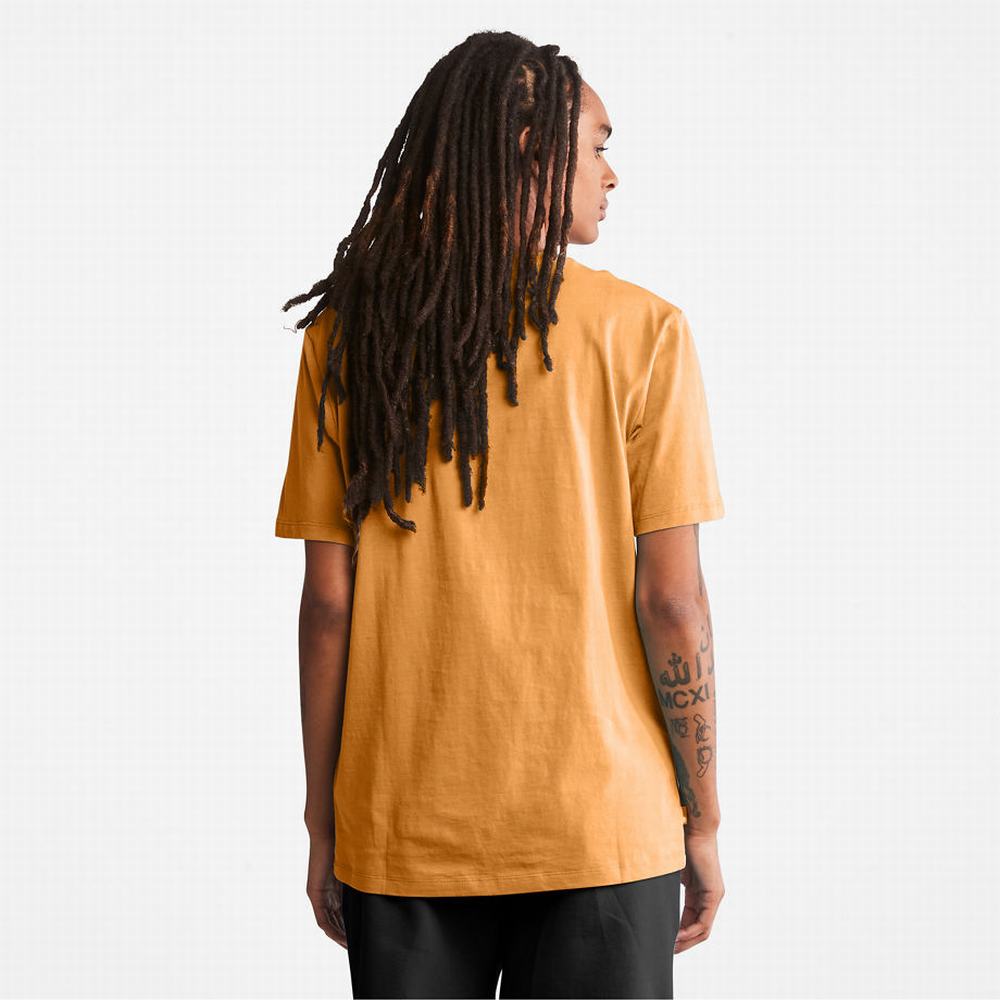 Timberland Stack Logo Tişört Erkek Turuncu Siyah | TR-6043D