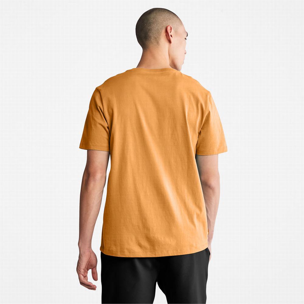 Timberland Stack Logo Tişört Erkek Turuncu Siyah | TR-6043D