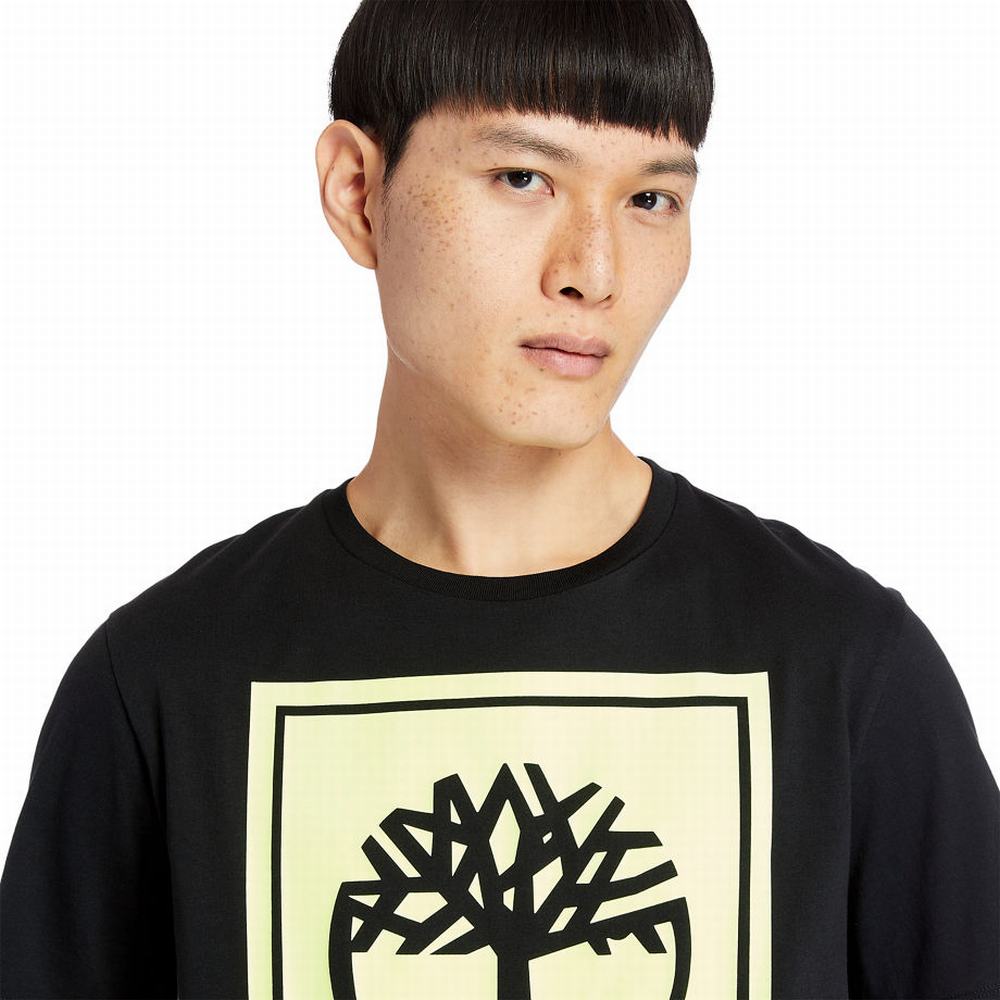 Timberland Stack Logo Tişört Kadın Siyah Sarı | TR-3705W