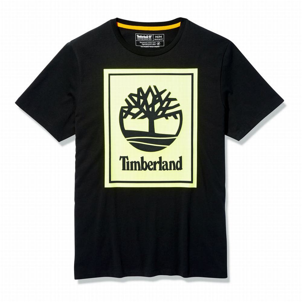 Timberland Stack Logo Tişört Kadın Siyah Sarı | TR-3705W
