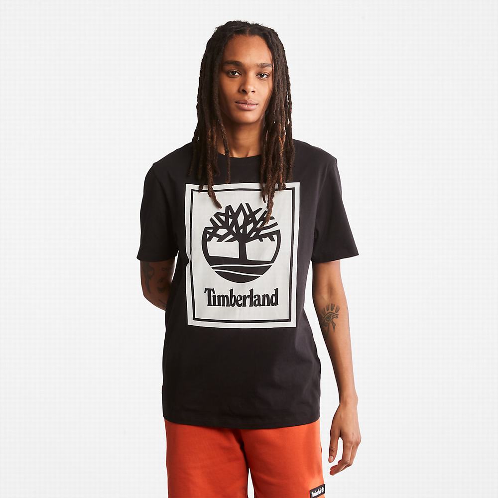Timberland Stack Logo Tişört Kadın Siyah Beyaz | TR-8105G