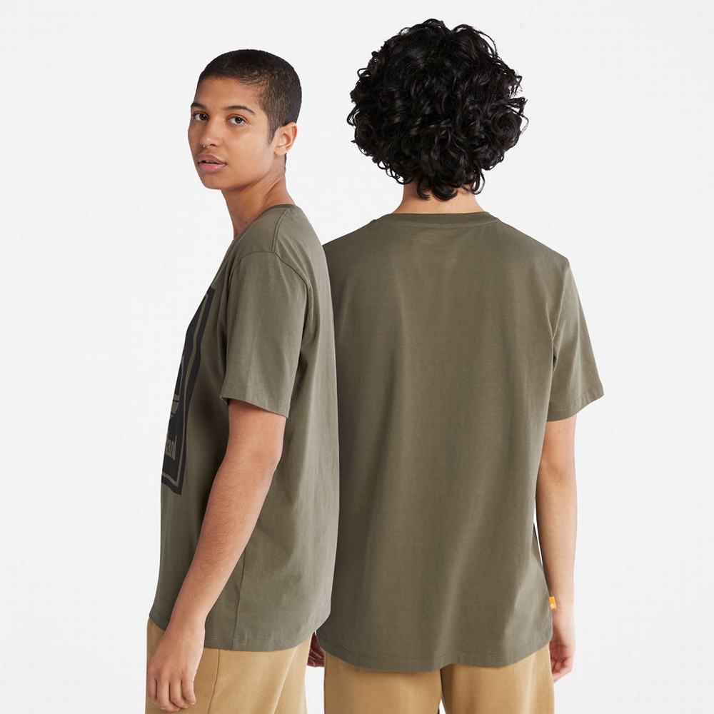 Timberland Stack Logo Tişört Kadın Yeşil | TR-8649Q