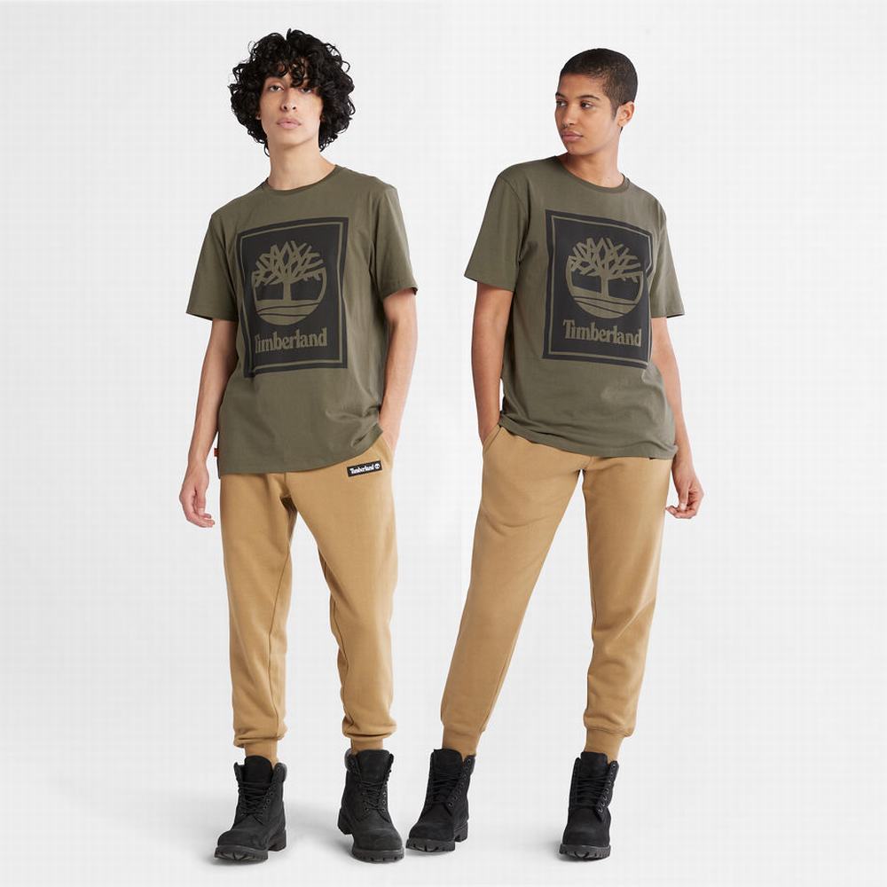 Timberland Stack Logo Tişört Kadın Yeşil | TR-8649Q