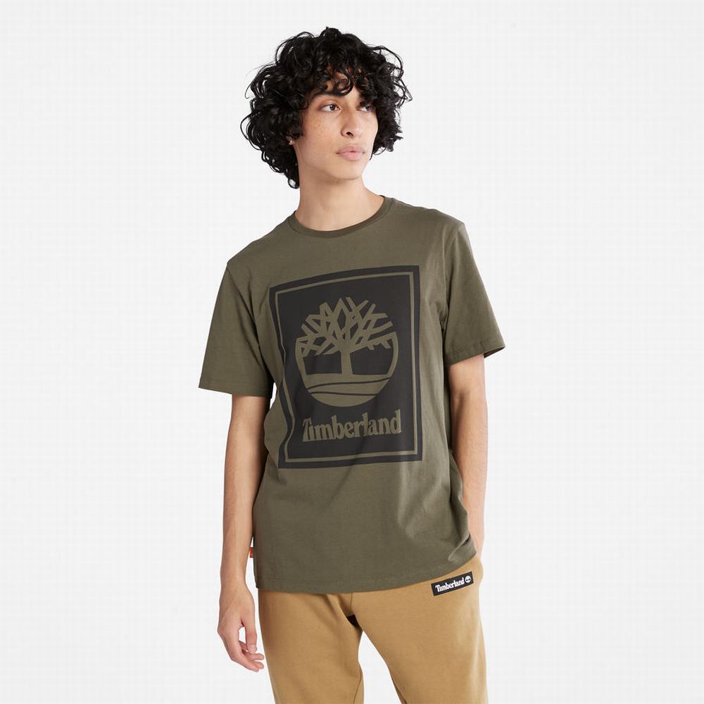 Timberland Stack Logo Tişört Kadın Yeşil | TR-8649Q