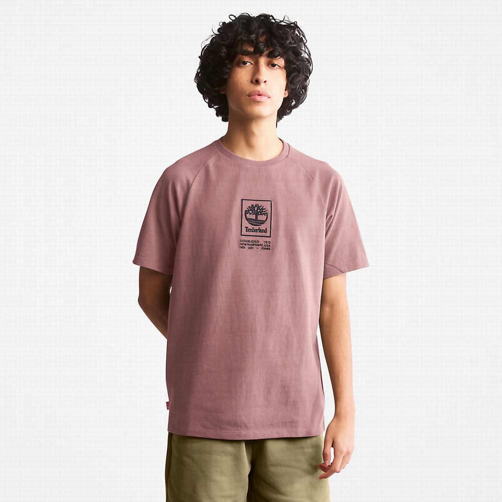 Timberland Stacked Logo Tişört Erkek Pembe | TR-6058H