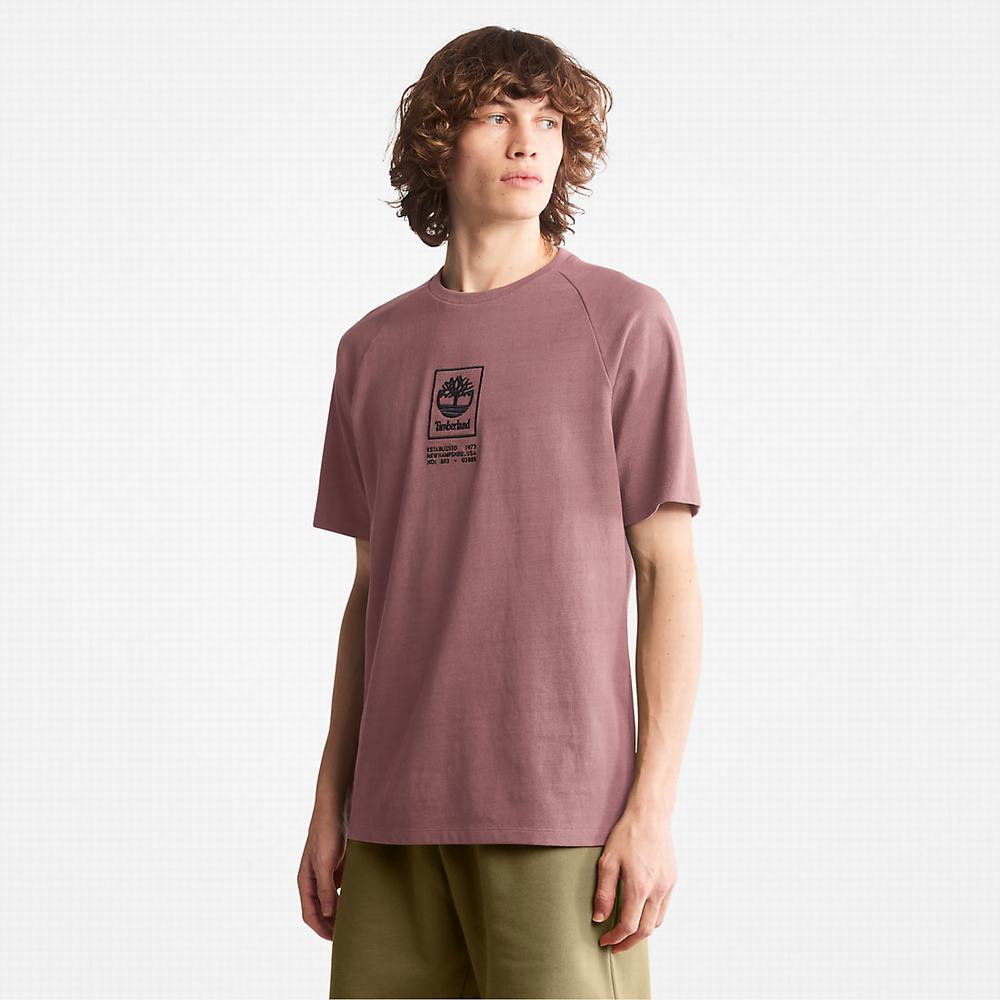 Timberland Stacked Logo Tişört Erkek Pembe | TR-6058H
