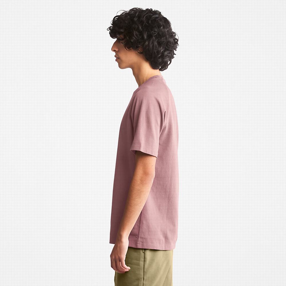 Timberland Stacked Logo Tişört Erkek Pembe | TR-6058H