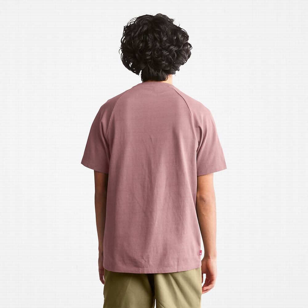 Timberland Stacked Logo Tişört Erkek Pembe | TR-6058H