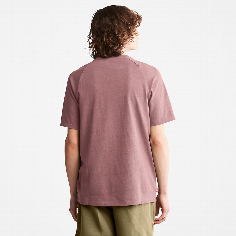 Timberland Stacked Logo Tişört Erkek Pembe | TR-6058H