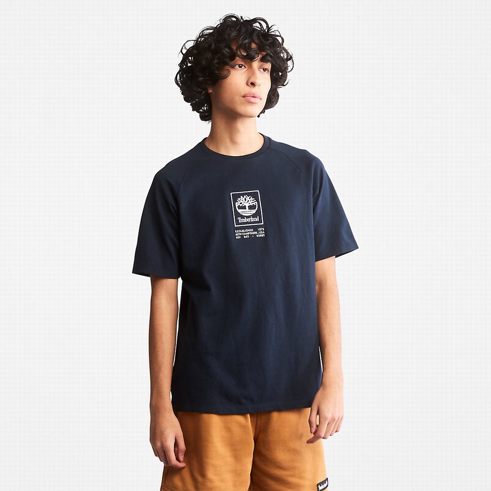 Timberland Stacked Logo Tişört Kadın Lacivert | TR-7218H