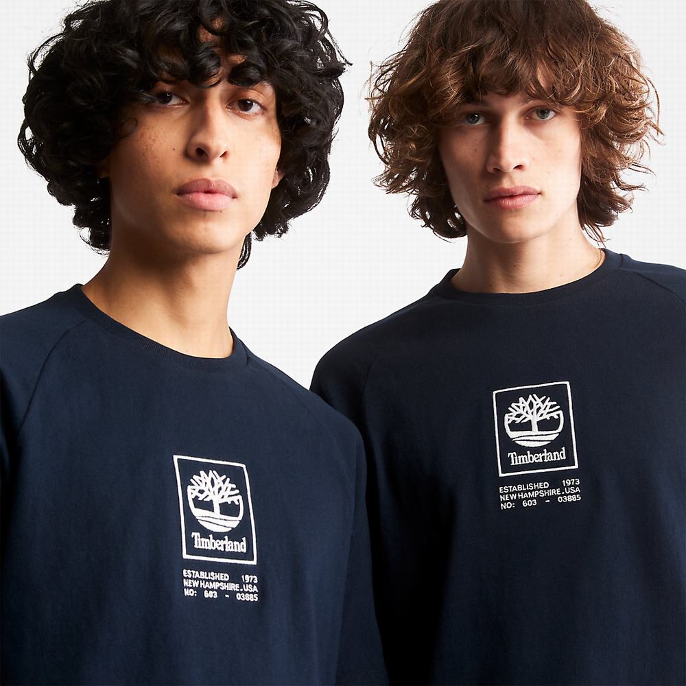 Timberland Stacked Logo Tişört Kadın Lacivert | TR-7218H