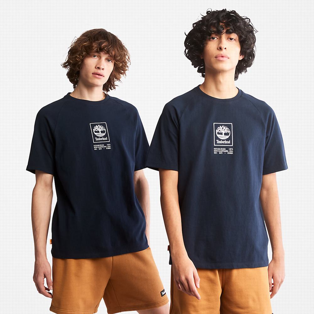 Timberland Stacked Logo Tişört Kadın Lacivert | TR-7218H
