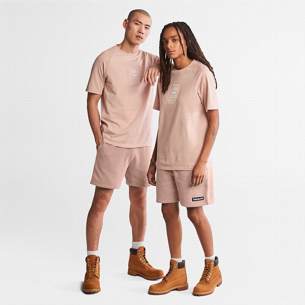 Timberland Stacked Logo Tişört Kadın Pembe | TR-0921J