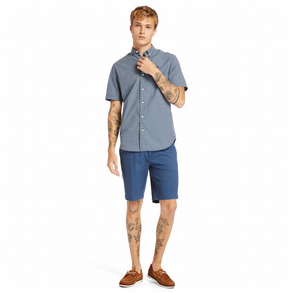 Timberland Suncook River Kısa-Sleeve Poplin Gömlek Erkek Mavi | TR-1904Y