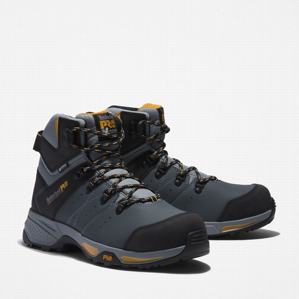 Timberland Switchback Waterproof Comp-Burunlu İş Hikers Iş Botu Erkek Gri Sarı | TR-0627C