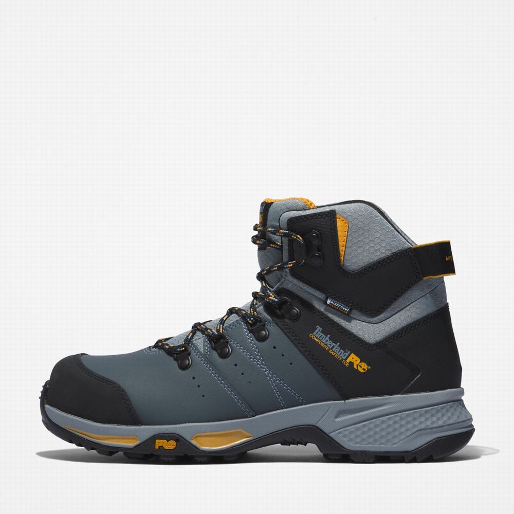 Timberland Switchback Waterproof Comp-Burunlu İş Hikers Iş Botu Erkek Gri Sarı | TR-0627C