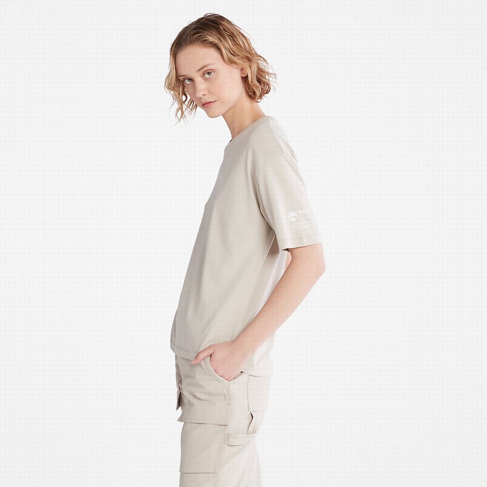 Timberland T-Shirt with Tencel™ x Refibra™ Teknolojileri Tişört Kadın Açık Gri | TR-1859X